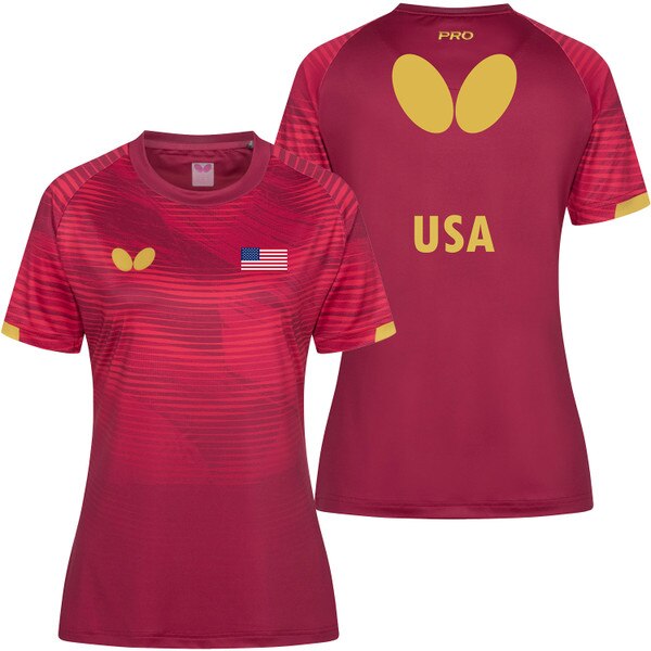 Butterfly USA Team 25 Lady Shirt - Red - Front/Back